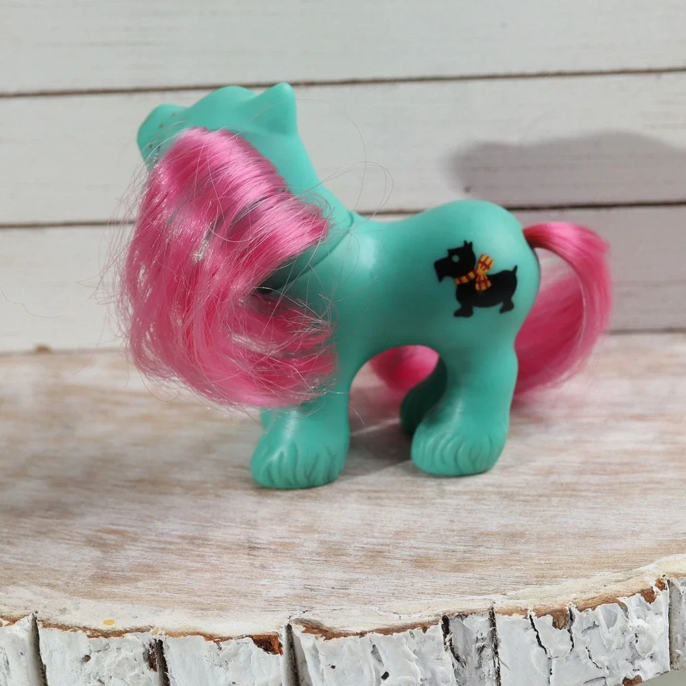 Vintage G1 My Little Pony Scottie 1987 Hasbro Pony Friends Teal Pink Hair Dog